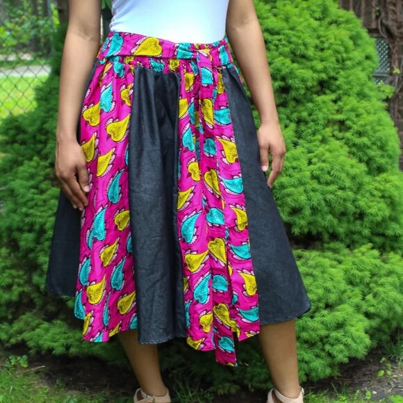Kayra Imports multi-color kente print skirt sz M - Picture 2 of 9